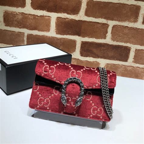 gucci dionysus gg velvet super mini bag red